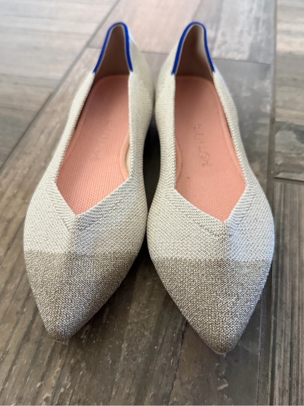 Rothy's The Pointed Toe Ballet Flat Slip On Diamond Metallic Size 6.5 - Picture 3 of 7